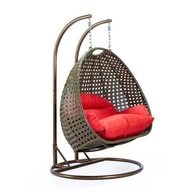 Swing Chair with Cushion (Red/Dark Brown) - Image 4