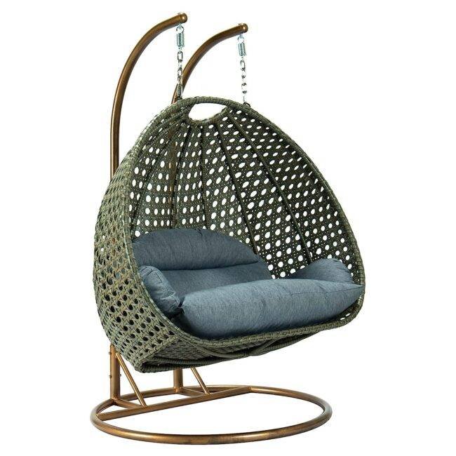 Double Seater Hanging Swing Chair (Dark Brown/Dark Grey) - Image 4