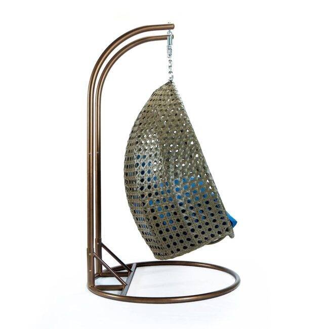 Double Seater Hanging Swing Chair (Dark Brown/Royal Blue) - Image 4