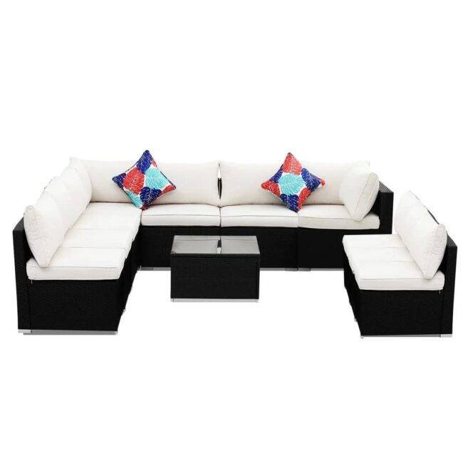Garden Conversation Sofa Set (Black/Offwhite) - Image 3