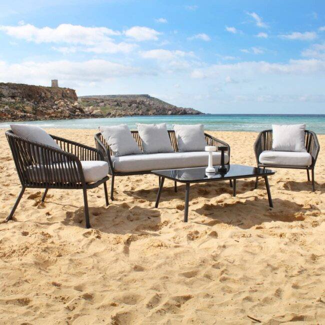 DEVOKO Bistro Set 4-Piece (Black/Grey) - Image 3