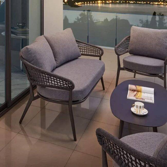 DEVOKO Bistro Set 4-Piece (Grey) - Image 4