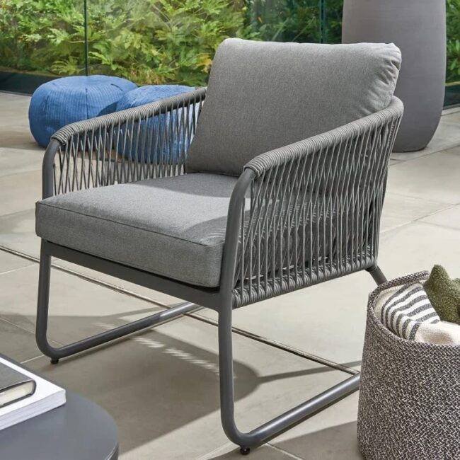 DEVOKO Unique Design Rope Bistro Set 4-Piece (Grey) - Image 4