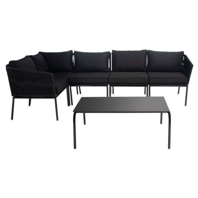 DEVOKO Rope L Shape Sofa Set 3-Pcs (Black) - Image 3