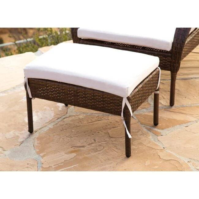 DEVOKO Patio Lounger Chair with Ottoman - Brown/White - Image 3