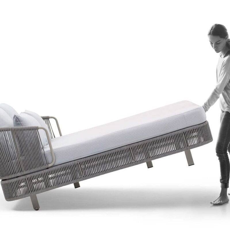 DEVOKO Patio Rope Daybed Sectional Set (Grey/white) - Image 3