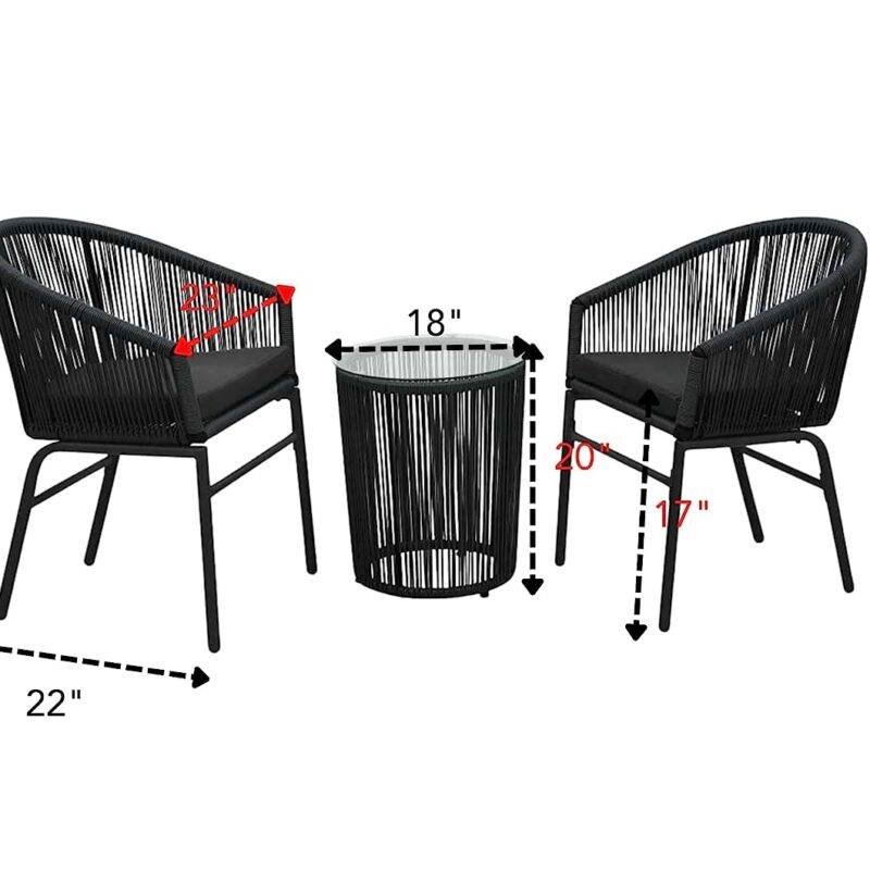 3-Piece Rope Patio Set (Black) - Image 3