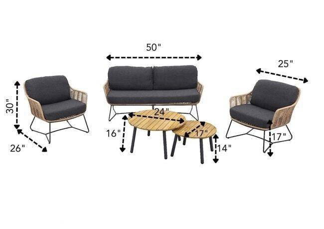 Bistro Loveseat Set Rope(Beige and Black) - Image 3
