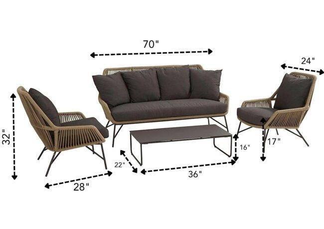 4-Piece Rope Conversation Set (Beige and Black) - Image 3