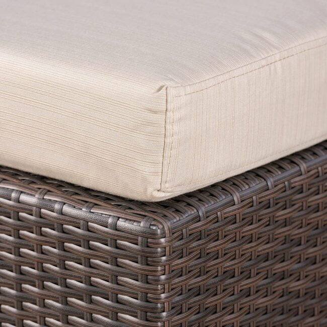 DEVOKO 2 Seater Rattan Garden Bench with Cushion (Dark Brown/Cream) - Image 3
