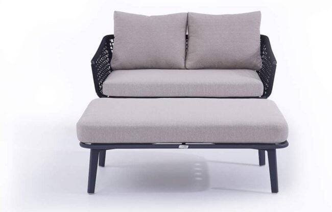 DEVOKO 2-Piece Outdoor Rope Chair and Ottoman Set (Black/Grey) - Image 3