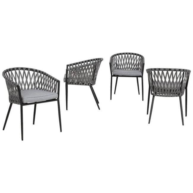 4-Pack Grey Rope Patio Chairs with Cushions: Stylish Outdoor Furniture Set - Image 3