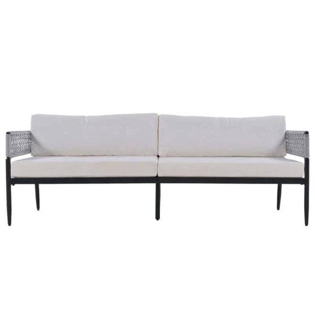 Devoko 4 Seater Conversation Sofa Set: Stylish Rope Furniture with Cushions and Center Table (Grey/White) - Image 3