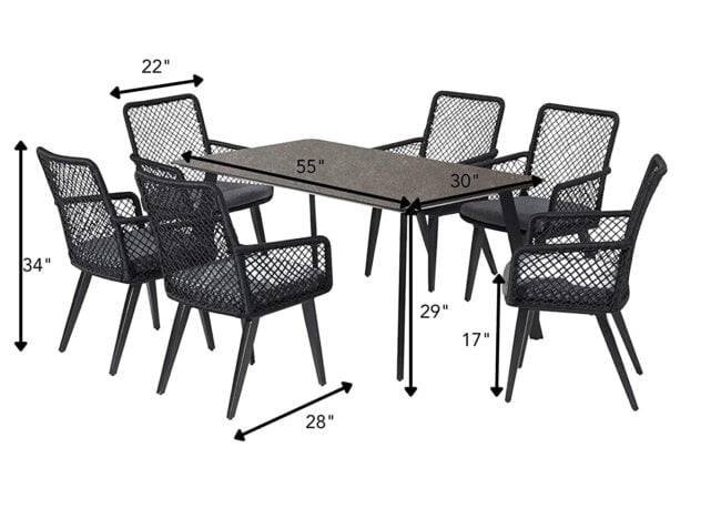 7PCS DEVOKO Rope Patio Dining Set with Cushions Table Top: Without glass - Image 3