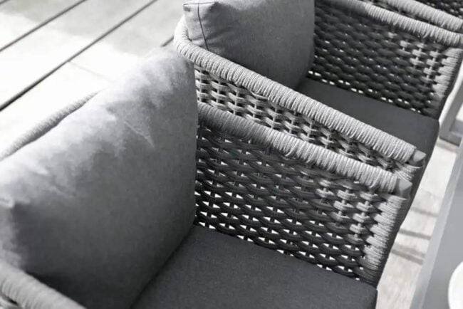 DEVOKO 5-Piece Outdoor Patio Sofa Set with Cushion and 2 Wooden Center Tables (Dark Grey) - Image 3