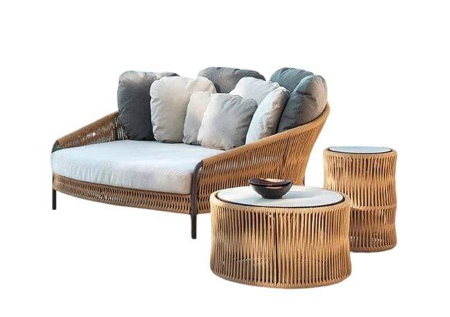 DEVOKO Outdoor Rope Daybed Set (Beige/Off-White) - Image 3