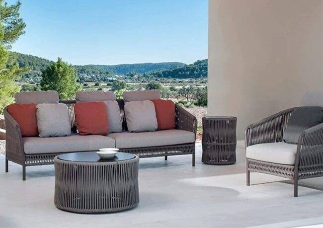 DEVOKO 5-Seater Outdoor Rope Patio Furniture Set in Grey - Image 4