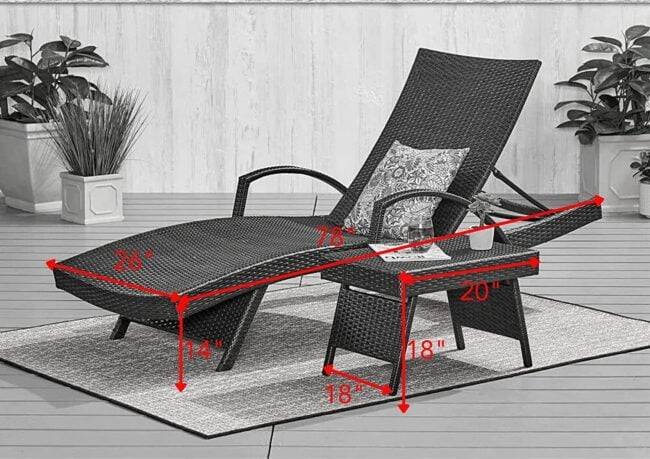 DEVOKO Dark Brown Poolside Lounger with Table - Image 2