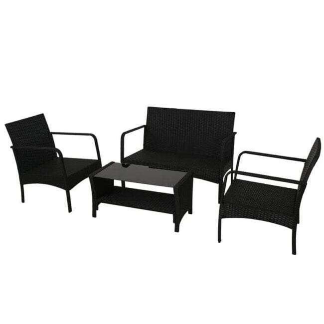 DEVOKO Outdoor Patio Sectional Sofa Set with Cushions & Table (Black & Grey) - Image 4