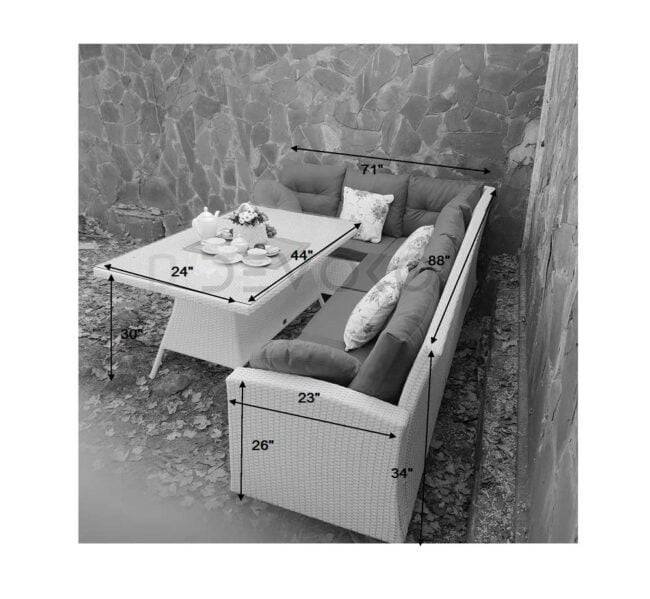 DEVOKO 3-Piece White Wicker Patio Furniture Set with Center Table - Image 2