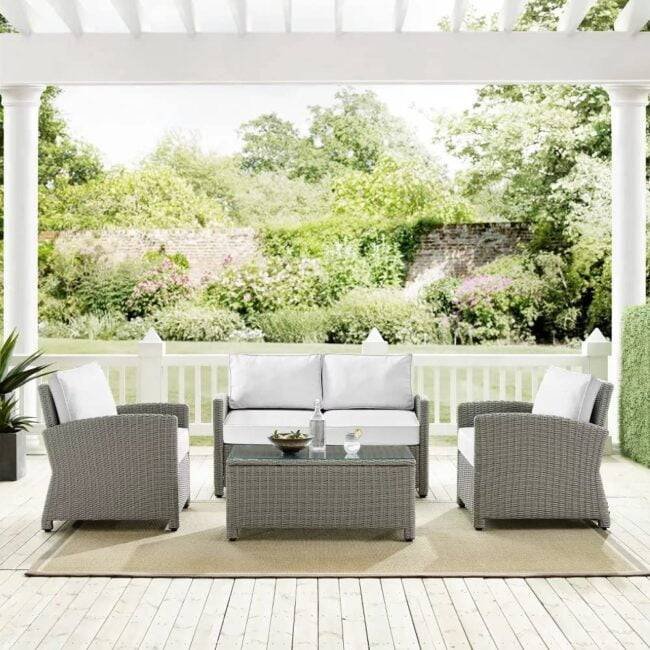Devoko 4PCS Patio Wicker Furniture Set(Silver Grey & White) - Image 5