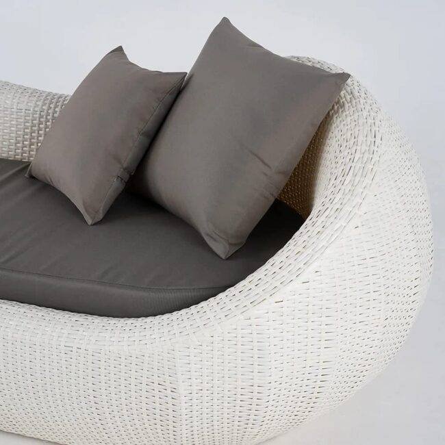 Outdoor Wicker Daybed Set (White/Dark Grey) - Image 4