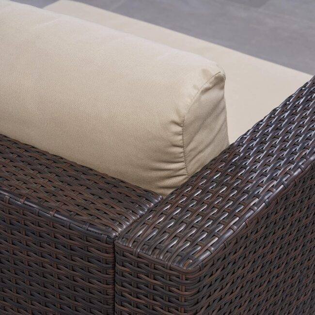 DEVOKO Outdoor Sectional Sofa Set (Dark Brown/Cream) - Image 4