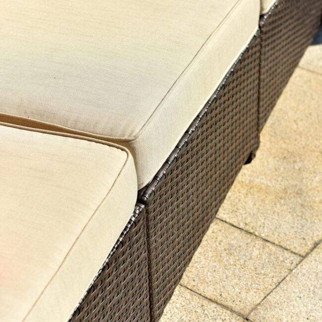 DEVOKO Outdoor Wicker Sectional Set (Dark Brown/Cream) - Image 4