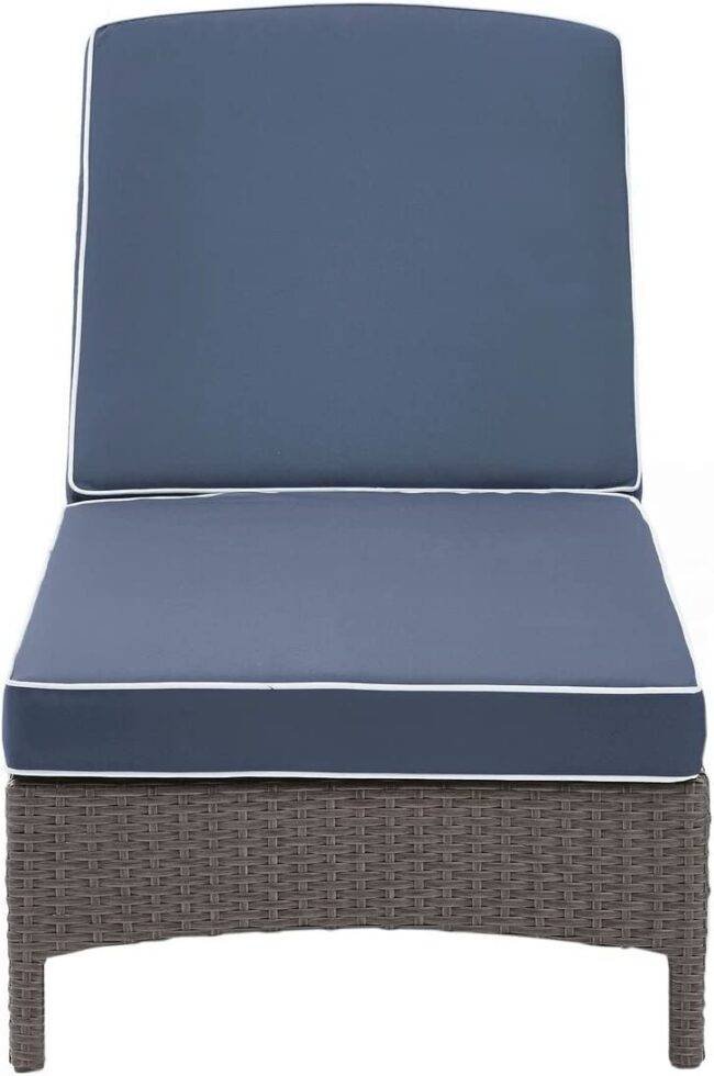 DEVOKO Outdoor Double Chaise (Dark Brown/Navy Blue) - Image 4