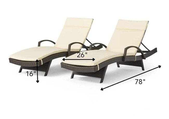 Devoko Rattan Sun Lounger Set - 2 Chairs, Dark Brown & Sky-blue - Image 2