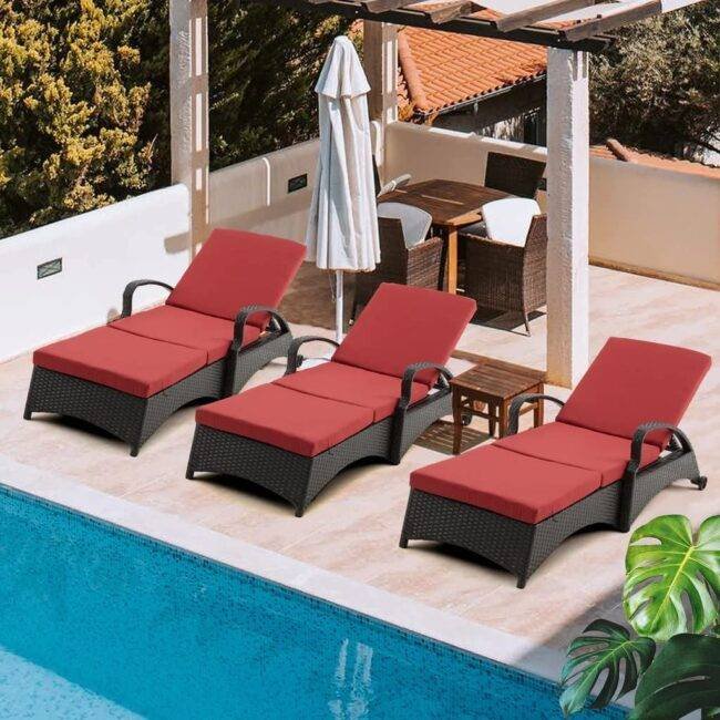 DEVOKO Patio Lounger (Dark Brown/Red) - Image 4