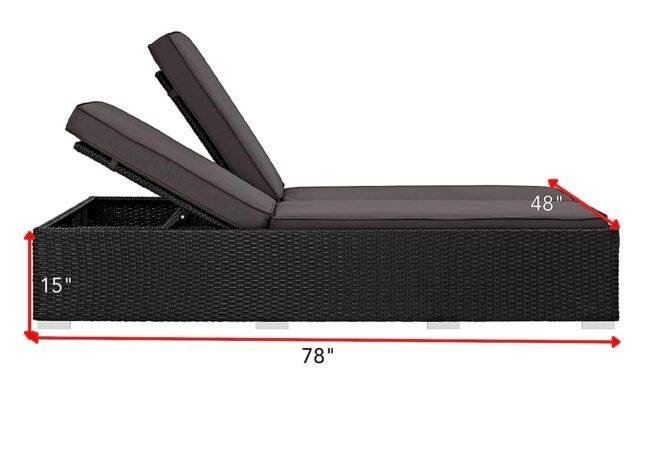 Outdoor Chaise Lounge Chair (Dark Brown & Red) - Image 2