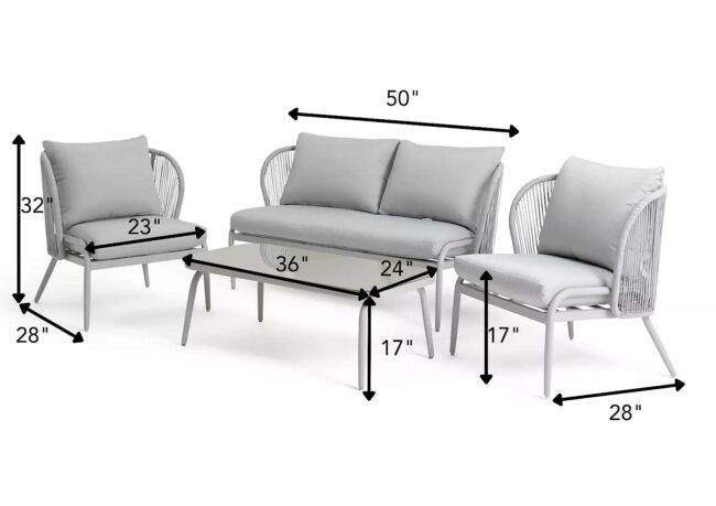 Waterproof Outdoor Sofa Set (Grey) - Image 4