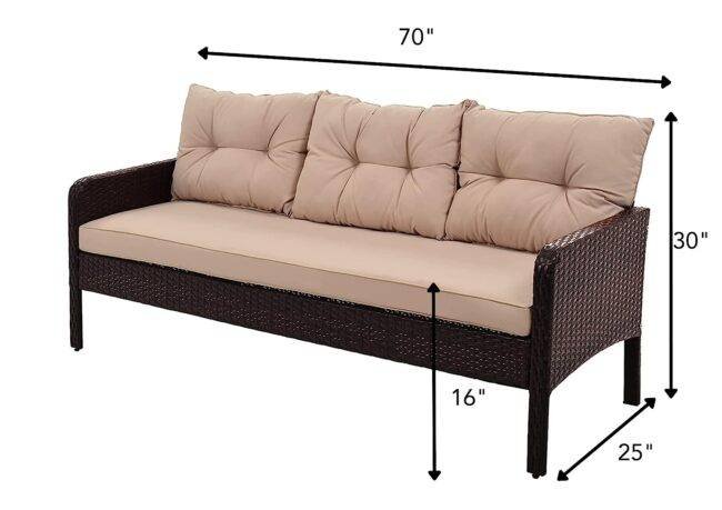 7-Seater Outdoor Sofa Set (Dark Brown/Cream) - Image 2