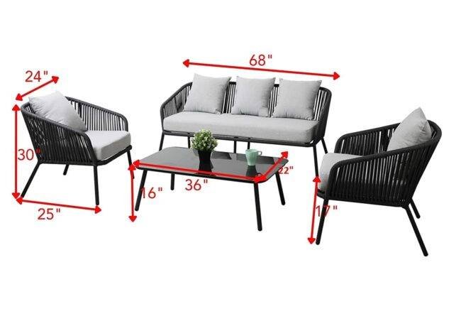 DEVOKO Bistro Set 4-Piece (Black/Grey) - Image 4