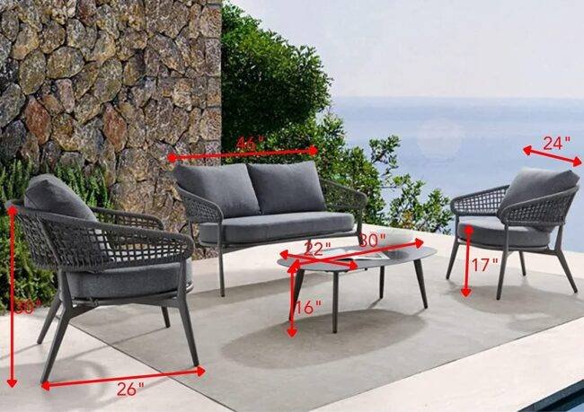 DEVOKO Bistro Set 4-Piece (Grey) - Image 2