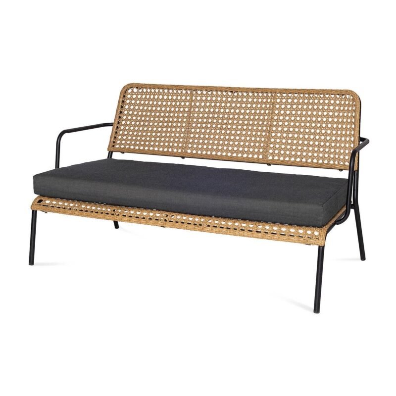 Wicker Loveseat Set (Beige and Black) - Image 4