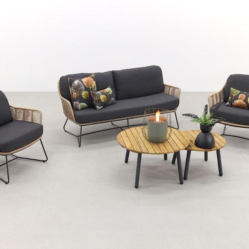 Bistro Loveseat Set (Beige and Black) - Image 4