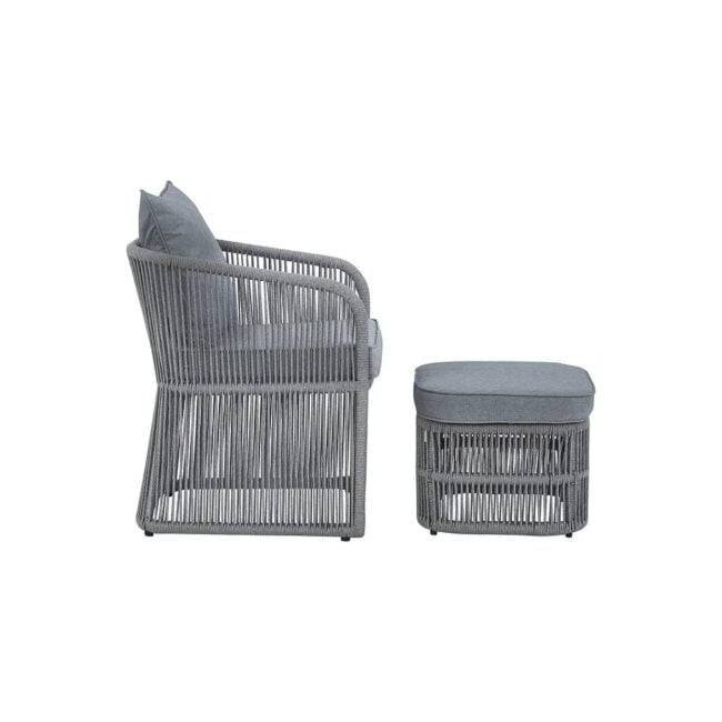 DEVOKO Grey Single Seater Rope Sofa with Cushions and Side Table - Image 4