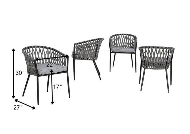 4-Pack Grey Rope Patio Chairs with Cushions: Stylish Outdoor Furniture Set - Image 4