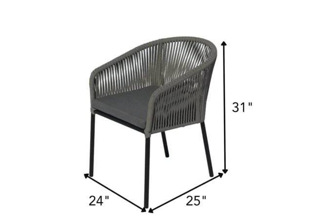 DEVOKO 2-Piece Outdoor Rope Chair Set with Cushions (Grey & Black) - Image 4