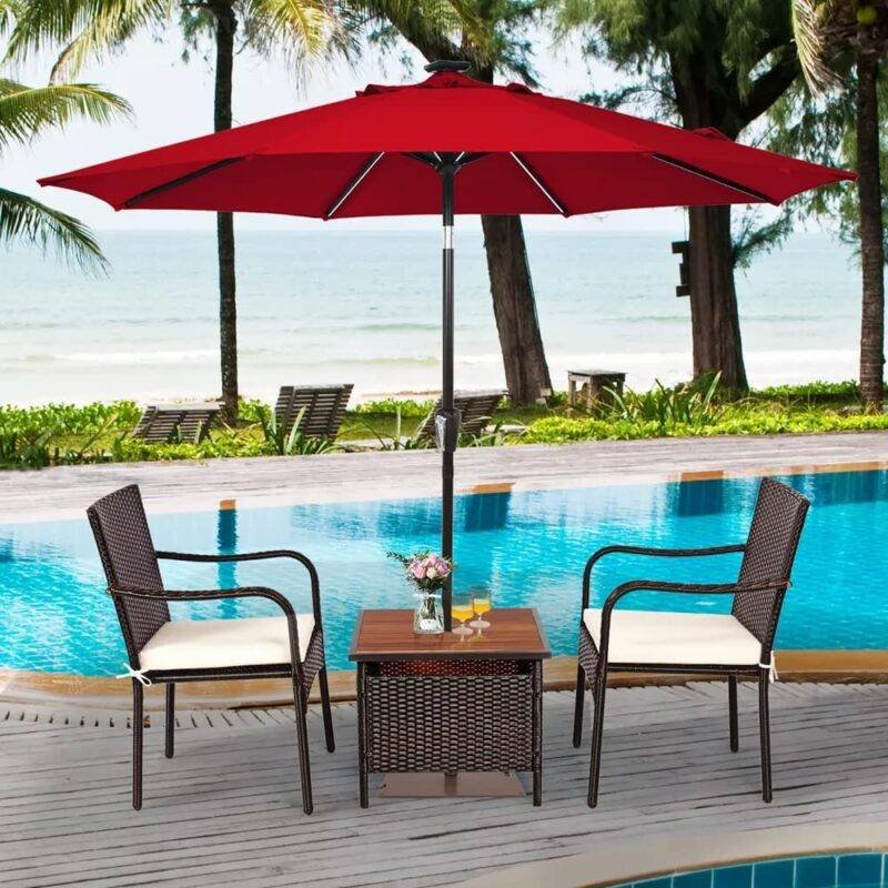 Devoko 3-Piece Rattan Patio Furniture Set (Dark Brown/White) - Image 3