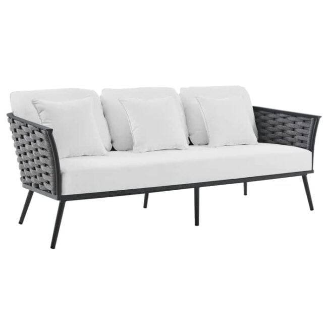 DEVOKO 4-Piece Outdoor Rope Sofa Set in Grey & White - Image 4