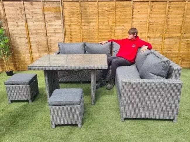 DEVOKO 5-Piece Outdoor Patio Furniture Set - Grey - Image 4