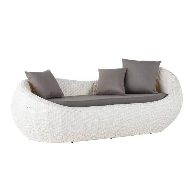 Outdoor Wicker Daybed Set (White/Dark Grey) - Image 5