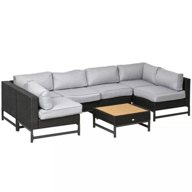 DEVOKO 5 Piece L Shape Sectional Patio Set (Black/Grey) - Image 6