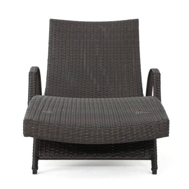 Devoko Rattan Sun Lounger Set - 2 Chairs, Dark Brown & Sky-blue - Image 4