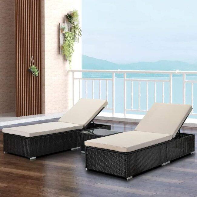 DEVOKO Lounge Chairs Set (Black/Cream) - Image 5