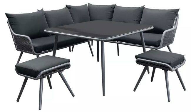 L Shape Sofa Set (Black) - Image 5