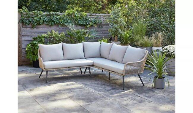 DEVOKO Rope L Shape Sofa Set (Beige & Grey) - Image 5